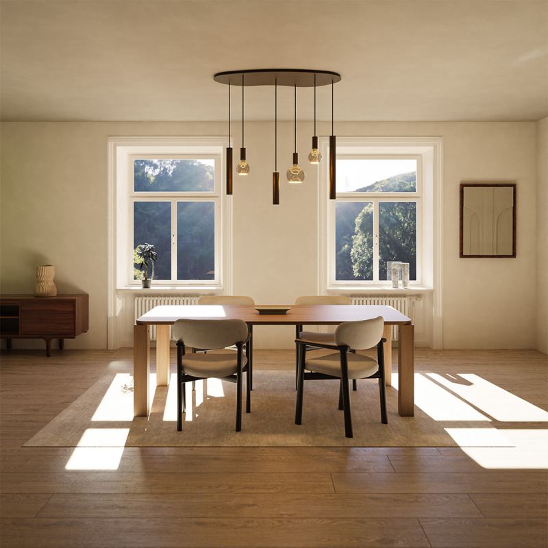 4318 - Riva hanglamp organisch  - 6 lichts 