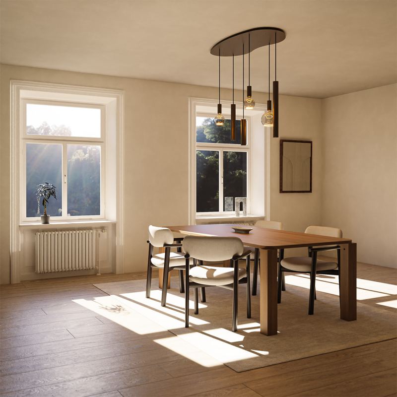 4318 - Riva hanglamp organisch  - 6 lichts 
