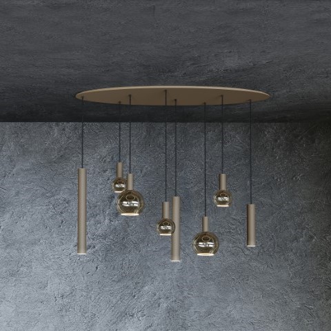 4390 - Riva hanglamp ovaal 140cm - 8 lichts  