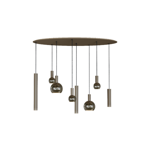 4390 - Riva hanglamp ovaal 140cm - 8 lichts  