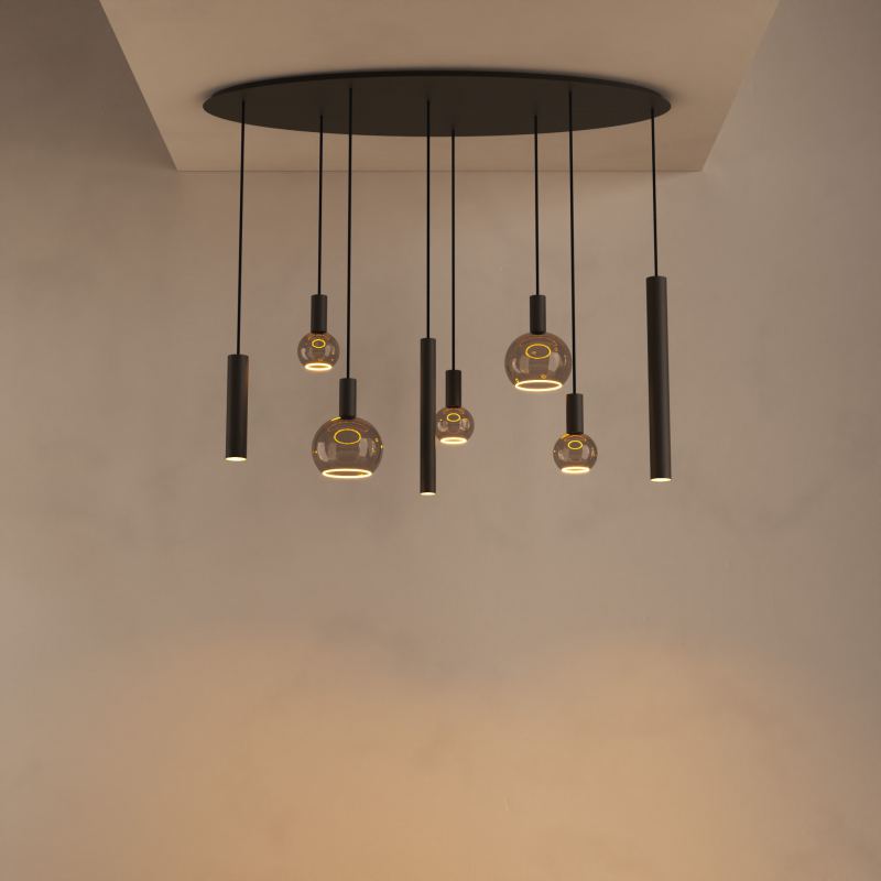 4310 - Riva hanglamp ovaal 140cm - 8 lichts 