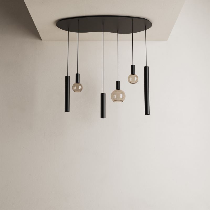 4318 - Riva hanglamp organisch  - 6 lichts 