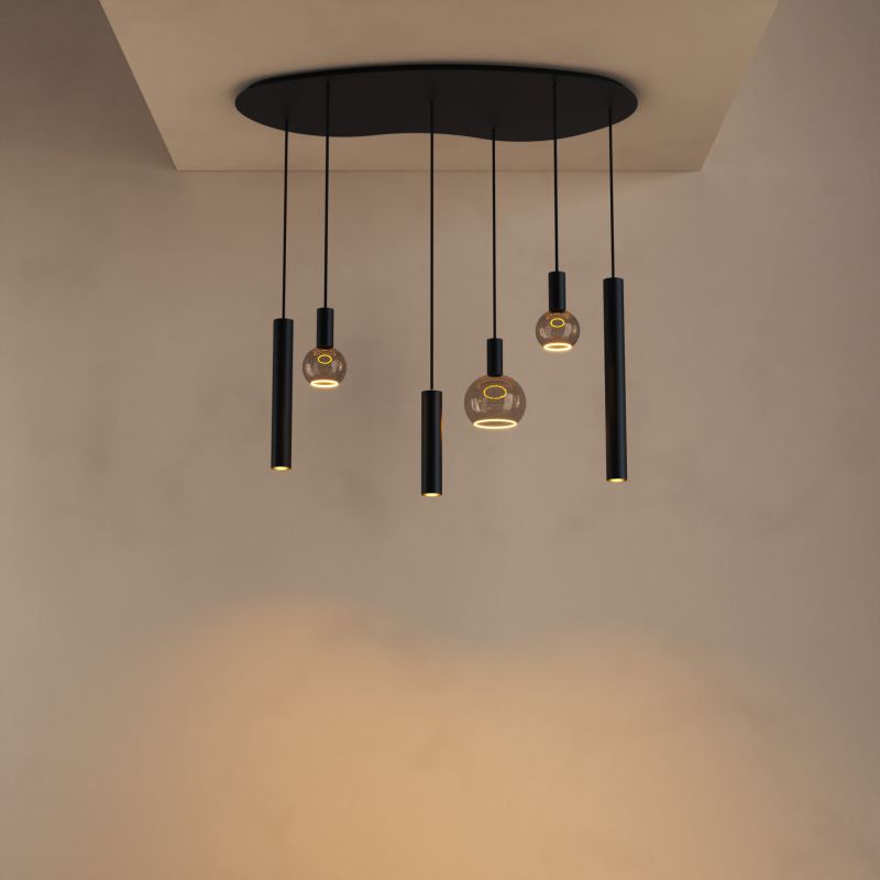 4318 - Riva hanglamp organisch  - 6 lichts 