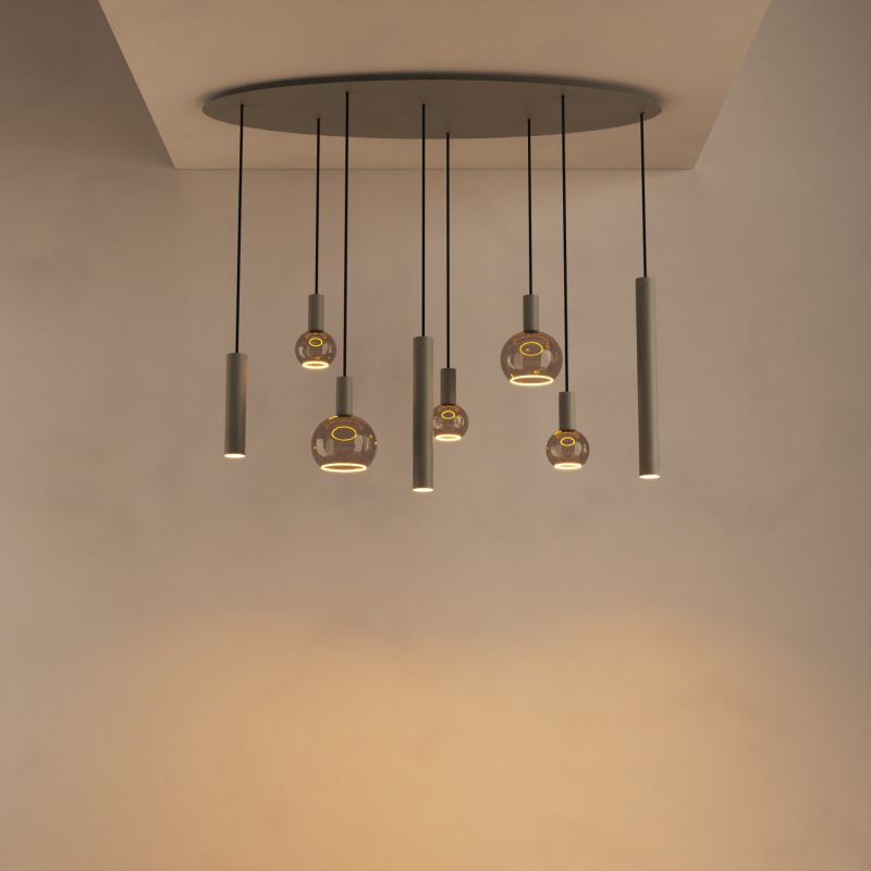 4390 - Riva hanglamp ovaal 140cm - 8 lichts  