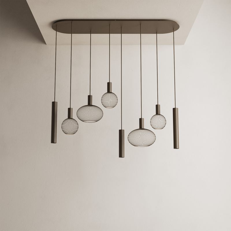 9100 - Como hanglamp plat ovaal 145cm - 8 lichts 