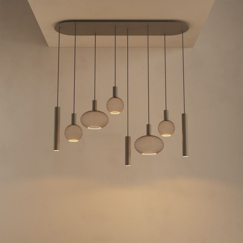 9100 - Como hanglamp plat ovaal 145cm - 8 lichts 