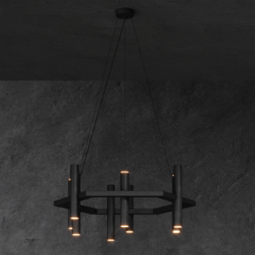 1304 - Stelvio Hanglamp 6-hoekig - 9 buizen - 12 lichts