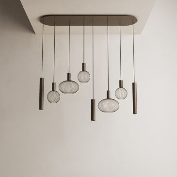 9100 - Como hanglamp plat ovaal 145cm - 8 lichts 