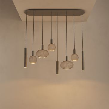 9100 - Como hanglamp plat ovaal 145cm - 8 lichts 