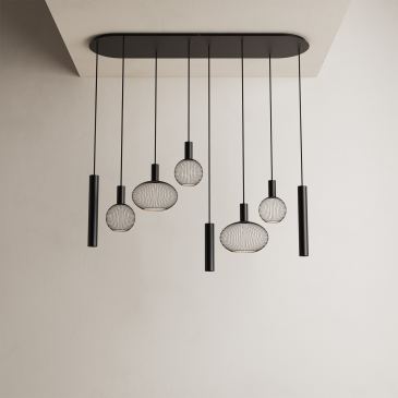 9100 - Como hanglamp plat ovaal 145cm - 8 lichts 
